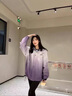 QGF漸變色沖鋒上衣女新款連帽休閑外套春秋季美式寬松棒球服工裝夾克 珊瑚紅 M 曬單實(shí)拍圖