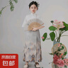 新款兒童裝馬面裙套裝帶項鏈女孩夏季國風(fēng)唐裝漢服裙子學(xué)生演出服 米色套裝+項鏈 170cm 曬單實(shí)拍圖