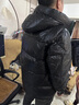 羅蒙（ROMON）加厚保暖羽絨服男亮面免洗冬季新款時尚防寒連帽短款面包服外套男 黑色 L 建議120-140斤 曬單實拍圖