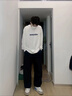 ZMEX休閑褲男高街ins直筒美式炸街褲子條紋拖地褲藝野系闊腿褲男 黑色[薄款] XL 曬單實(shí)拍圖