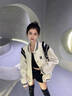美式復古飛行員棒球服外套女生春季2025新款甜美V領夾克顯瘦上衣 黑色 XL 曬單實拍圖