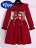 迪士尼女童加絨連衣裙冬季2024新款兒童中國風(fēng)拜年服大童女孩新年公主裙 紅色娃娃領(lǐng)裙 加.絨【質(zhì)感面料】 150 曬單實(shí)拍圖