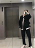 LAXSESU春秋季牛仔黑色外套男女高街寬松bf大碼工裝夾克短款百搭痞帥上衣 黑色【偏小】:高質(zhì)量 3XL 曬單實(shí)拍圖