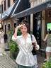 衣然呈品白色長袖時尚襯衫女夏季新款高級感輕熟風(fēng)職場通勤穿搭收腰襯衣女 白色 均碼 曬單實拍圖