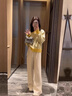 愛麥依小香風(fēng)黃色短款毛衣外套女春秋春裝新款慵懶風(fēng)小個(gè)子針織開衫上衣 黃色 L 建議105-115斤 曬單實(shí)拍圖