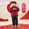 左西男童棉服兒童羊羔絨外套紅色冬2024新款男孩夾棉棉襖 紅色 110  曬單實(shí)拍圖