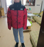 李寧保暖丨短羽絨服情侶款春季撞色滿印寬松80%鴨絨運動外套 瑪瑙紅山紋滿印-6 L 曬單實拍圖
