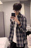 YOOOURTHING2025春夏翻領(lǐng)格子襯衫短袖男女潮牌港風(fēng)oversize襯衣男百搭外套 C2226-藏青格 L 建議110-130斤 曬單實(shí)拍圖
