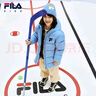 FILA斐樂童裝兒童羽絨服男童女童冬季新款保暖寶寶中長款外套 復古灰藍-BU 130 曬單實拍圖