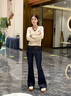 Teenie Weenie小熊針織開衫女春季簡約v領(lǐng)拼接撞色假兩件長袖針織毛衣外套女 燕麥色 S (160) 曬單實拍圖