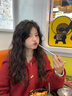 派吉鯊長袖針織衫女士秋冬新款愛心印花開衫毛衣遮肚打底衫上衣 安可拉紅 M 100-115 曬單實拍圖
