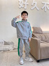 G.DUCKKIDS男童秋裝運動套裝2025新款中大童春秋款男孩三件套痞帥氣時髦潮 灰色 140 cm 曬單實拍圖