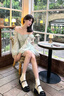 ZHR單鞋女復(fù)古拼色瑪麗珍鞋可愛(ài)日系jk鞋百搭皮鞋厚底女鞋KN28米黑37 曬單實(shí)拍圖