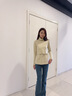 Mom Jane哺乳上衣秋衣孕婦裝打底衫長(cháng)袖外出喂奶高領(lǐng)春秋款免穿內衣月子服 豆蔻綠-100棉-220g略厚-附贈罩杯 XL 曬單實(shí)拍圖