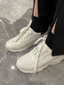 馬內(nèi)爾25春小白鞋女新款運動休閑厚底內(nèi)增高輕便百搭真皮休閑鞋GD252011 白色 37 (235mm) 曬單實拍圖