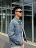 gxg.jeans男裝牛仔夾克 藍色復古水洗寬松休閑翻領(lǐng)外套 25春新品 藍色 L (175) 曬單實(shí)拍圖