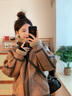 GARNUO皮毛一體羊羔毛外套女2025新款冬季麂鹿皮絨羊羔絨夾克棉服機車(chē)服 棕色 M 【101-115斤】 曬單實(shí)拍圖