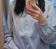 茯見(jiàn)襯衫女2025春秋季長(zhǎng)袖襯衣女修身面試通勤職場(chǎng)正裝襯衫女上衣女 藍(lán)色 M 曬單實(shí)拍圖