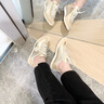 NINE WEST/玖熙平底德訓鞋女平底時(shí)尚休閑鞋 NR510901CK 淺金/杏38 曬單實(shí)拍圖