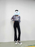 莜仙格淺藍(lán)微喇開叉牛仔褲女春夏2025年新款拖地魚尾褲高腰顯瘦喇叭褲子 黑色-長褲 2XL :建議【135斤-150斤】 曬單實(shí)拍圖