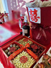 ZOCI早生貴子全套干果帶禮盒早生貴子干果組合模具結(jié)婚床上壓床擺件 木紋紅色果盤+酒紅色燙金絲帶+圓 曬單實(shí)拍圖