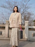 恰凡（QIAFAN）短外套女新中式國(guó)風(fēng)2025秋冬新款高級(jí)感毛茸茸小個(gè)子時(shí)尚洋氣棉服 金色提花拼接 S  建議110斤以下 曬單實(shí)拍圖