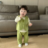 幼歌（YOUGE）【竹節(jié)棉】嬰幼兒春季品柔軟馬甲小恐龍印花撞色圓領(lǐng)透氣T 蘋(píng)果綠馬甲 80 cm 曬單實(shí)拍圖
