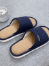 樸西透氣防臭亞麻拖鞋女士居家四季室內家用軟底防滑地板涼拖鞋女夏天 霧霾藍 40-41 曬單實(shí)拍圖
