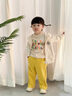 幼歌（YOUGE）【有機云朵衛褲】中小童不規則腳口休閑百搭純色長(cháng)褲柔軟衛褲 明黃 90 cm 曬單實(shí)拍圖