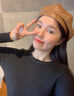 皓娥 春秋針織打底衫女長袖內(nèi)搭圓領(lǐng)純色韓版修身顯瘦套頭毛衣上衣 黑色均碼 曬單實拍圖