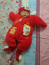 格素凡嬰兒衣服冬裝連體衣新生兒男寶寶滿(mǎn)月百天冬季加厚龍年新年裝棉服 夾棉紅色吉祥如意龍 59 (適合寶寶10斤內) 曬單實(shí)拍圖