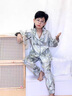 莫代爾新款真絲睡衣男童長(zhǎng)袖套裝春秋薄款夏季兒童家居服夏款帥氣男孩空 419提花寬條 140cm 曬單實(shí)拍圖
