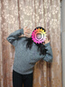 ELLE KIDS童裝 法式經(jīng)典埃菲爾鐵塔刺繡針織衫女童冬季燈籠袖毛衣 花灰色 160 (S) 曬單實(shí)拍圖