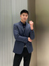 沙馳（SATCHI）男裝男士套裝西服上衣羊毛商務(wù)精英職場(chǎng)婚禮帥氣易打理西裝男 牛仔藍戧駁領(lǐng)上裝 52 A/180/配套褲子請聯(lián)系客服 曬單實(shí)拍圖