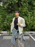 LAXSESU美式cleanfit外套男春秋短款飛行員工裝夾克痞帥風(fēng)情侶棒球服 淺卡其 2XL :(適合140-155斤) 曬單實(shí)拍圖