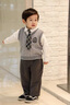 班喜迪男童學(xué)院風(fēng)套裝秋裝2025新款帥氣時(shí)髦寶寶襯衫馬甲春秋兒童三件套 灰色 90 曬單實(shí)拍圖