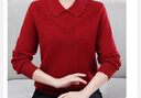恒源祥100羊絨衫中老年女士2025新款秋冬洋氣大碼媽媽裝翻領(lǐng)打底毛衣 酒紅色 厚款禮盒包裝 3XL 【建議145-160斤可穿】 曬單實(shí)拍圖