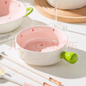 昱博晏可愛(ài)陶瓷帶手柄烤碗家用烤箱專(zhuān)用泡面碗沙拉碗甜品餐具烤碗ins風(fēng) 新款粉色草莓-手柄烤碗 曬單實(shí)拍圖