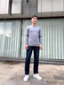 新百倫高端正品男士牛仔褲春秋季新款寬松直筒休閑長(cháng)褲彈力簡(jiǎn)約百搭褲子9113深藍色 常規33 曬單實(shí)拍圖