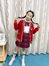迪士尼（Disney）女大童jk套裝春款2025新款小女孩長(zhǎng)袖開(kāi)衫毛衣學(xué)院風(fēng)百褶裙三件套 紅色三件套(開(kāi)衫+襯衫+裙子) 120 CM 建議身高110-120cm5-6歲 曬單實(shí)拍圖