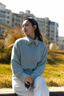 派吉鯊溫柔風高領單排扣軟糯毛衣外套女秋冬季韓系ins外穿針織開衫上衣 淺藍色 S 建議75-95斤 曬單實拍圖