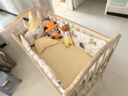 貝多美（beedome）寶寶床多功能嬰兒床拼接實(shí)木無(wú)漆可移動(dòng)搖搖床帶護欄新生兒嬰兒床 床+蚊帳+加厚小龍仔床品五件套 雙層小床105/60（0-8歲 可加長(cháng)） 曬單實(shí)拍圖
