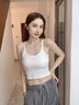 NOME雙肩帶吊帶背心純棉美背短款修身露臍女內搭外穿上衣 白色 S 曬單實(shí)拍圖