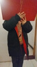 ASK JUNIOR新年女童羽絨服冬裝中長款加厚保暖雙面穿連帽外套 紅基色 160  曬單實拍圖