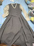 Olrain歐芮兒法式假兩件連衣裙女裝早秋溫柔風(fēng)拼接收腰長裙子 灰色 L 曬單實(shí)拍圖
