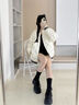LEECAT STUDIO | 7cm增高女鞋2025新款真皮英倫風(fēng)厚底系帶樂福鞋女 黑色 35 (225mm) 曬單實(shí)拍圖