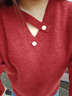 百圖betu女裝冬季新款毛衣V領(lǐng)不對稱(chēng)鏤空柔軟舒適毛衣女2410T43 紅色 L 曬單實(shí)拍圖