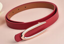 金利來(lái)（Goldlion）女士腰帶真皮裝飾平滑扣窄皮帶女式牛皮時(shí)尚ins風(fēng)潮流百搭細褲帶 紅色【官方授權-假一罰十】 105cm 曬單實(shí)拍圖