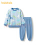 巴拉巴拉童裝兒童套裝冬季加厚搖粒絨小童寶寶睡衣萌趣外出男童女童家居服 藍色調00388 110 曬單實(shí)拍圖