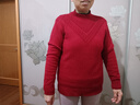 啄木鳥(niǎo)羊毛衫女半高領(lǐng)寬松媽媽加絨毛衣秋冬套頭短款羊毛打底衫 紅色 XL 適合120-130斤穿 曬單實(shí)拍圖